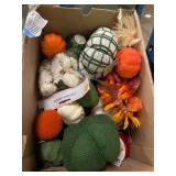 Medium box full of assorted fall decorations