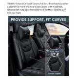 New Black Car Seat Covers Full Set, Breathable Lea