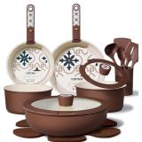CAROTE 19Pcs Ceramic Cookware Set, Pots and Pans S