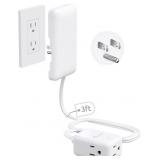 NUTICT 3FT Flat Extension Cord with Outlet Cover,