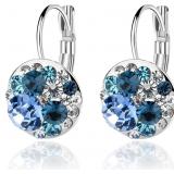 Multicolored Austrian Crystal Leverback Earrings f