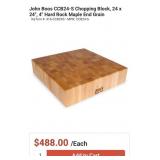 $500 John Boos CCB24-S Chopping Block, 24 x 24", 4
