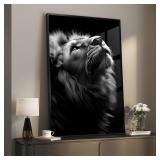 Framed Black and Gray Modern Wall Art, Contemporar