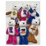 Lot of 6, Collectible Coin State Themed Plush Bear