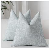 Leather Pillow Covers 18x18 Set of 2 Linen Style B