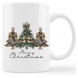 kunlisa Leopard Christmas Tree Mug, Coquette Bow C