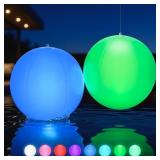 HAPIKAY Solar Floating Pool Lights, 2 Pack, 14-Inc