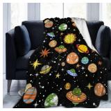 Galaxy Space Planet Stars Pattern Throw Blanket 50
