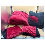Woolrich brand 86"x86" comforter, bear pillow and