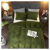Queen Ivellow Velvet Duvet Cover Queen Set Sage Gr