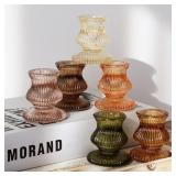WDHODEC Glass Candlestick Holders 12PCS Taper Cand