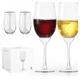 Plastic Wine Glasses Set of 4: 12oz Detachable Dri