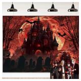 Halloween Red Full Moon Backdrop Horror Castle Pho