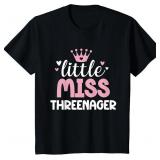 Little Miss Threenager Girl Happy 3rd Birthday Gir