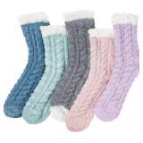 Loritta 5 Pairs Womens Fuzzy Socks Cozy Soft Fluff