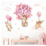 Lot Of 2 Yovkky Pink Hot Air Balloon Bunny Wall De