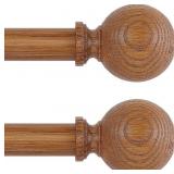 2 Pack Wood Curtain Rods for Windows 28 to 48 Inch