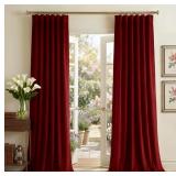 NICETOWN Red Burgundy Velvet Blackout Curtains 84
