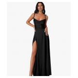 POMUYOO Spaghetti Straps Satin Bridesmaid Dresses