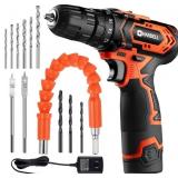 12V Drill/Driver Set, HARDELL Cordless Drill with