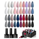 Beetles Gel Polish Kit, Nude Gray Pink Blue Burgun