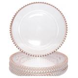 Rose Gold Bead Acrylic Charger Plates 13", Set 20P