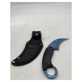 Mtech Blue Tiger Stripe Karambit Tactical Combat F