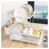 Dish Drying Rack, Two-Tier Dish Drying Rack with U