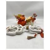 Lot of 5- Fall decorar Including a White and Orang