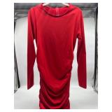 Size large Red Long Dress With Zipper and Long Sle