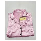 Size medium Pink Satin Button-Up Sleepwear Top wit