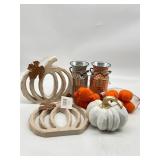 Fall Decor Lot of 7- 2 Vases, 2 Punkings with Leav