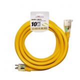 10 ft. 10/3 SJTW Lighted End Extension Cord 15 Amp