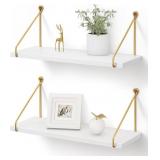 Afuly Floating Shelves for Wall, Metallic Gold Whi