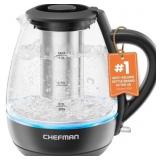 Chefman 1L Electric Glass Kettle w/ Tea Infuser, L