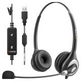Wantek Corded USB Headset with Microphone Noise Ca