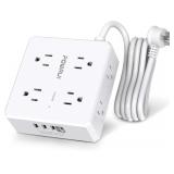 Surge Protector Power Strip - 6 Ft Flat Plug Exten