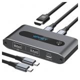 USB C KVM Switch 1 Monitor 2 Computers 4K@60Hz 2 P