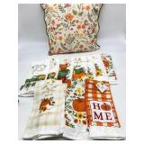 Fall Pillow & Lot Of Kitchen Towels- Some Unhingin