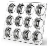 LIANYU Muffin Pan 12 Cups, Stainless Steel Cupcake