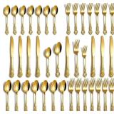 Cididu 40 Pieces Gold Silverware Set for 8, Retro