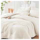 HYMOKEGE Ivory King Size Comforter Set Seersucker