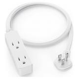 Flat Plug Extension Cord with 3 Outlets - 3 ft Whi