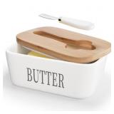 Butter Dish with Bamboo Lid for Countertop,Stainle