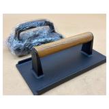 Heavy cast grill press and brush