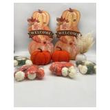 Lot of 9- 2 Pumpkin "Welcome" Signs, 2 Orange Pump