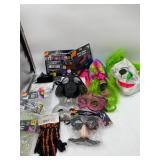 Halloween costume lot , masks , gloves, rings , fa