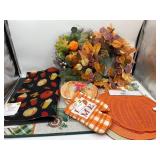 Fall lot - 2 door mats , 2 wreaths, 8pack of plast