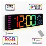 LEIKE 16.2" Large Digital Wall Clock with 8 Colors