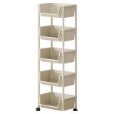 4-Tier Storage Rack with Wheels Shelves Shelf Stor